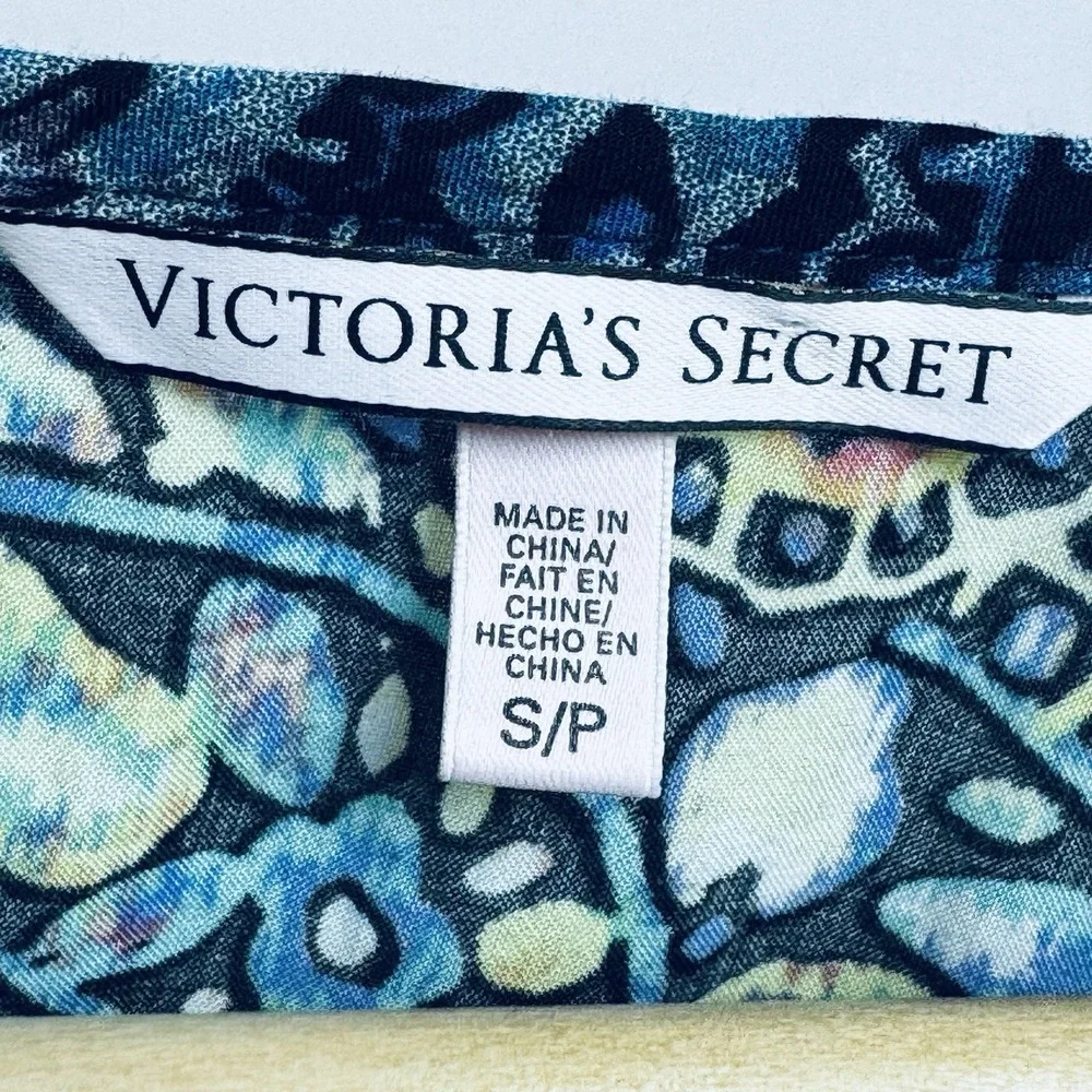 Victoria‎ Secret Paisley Boho Tunic Top Womens Small Blue Ruched  Blouse